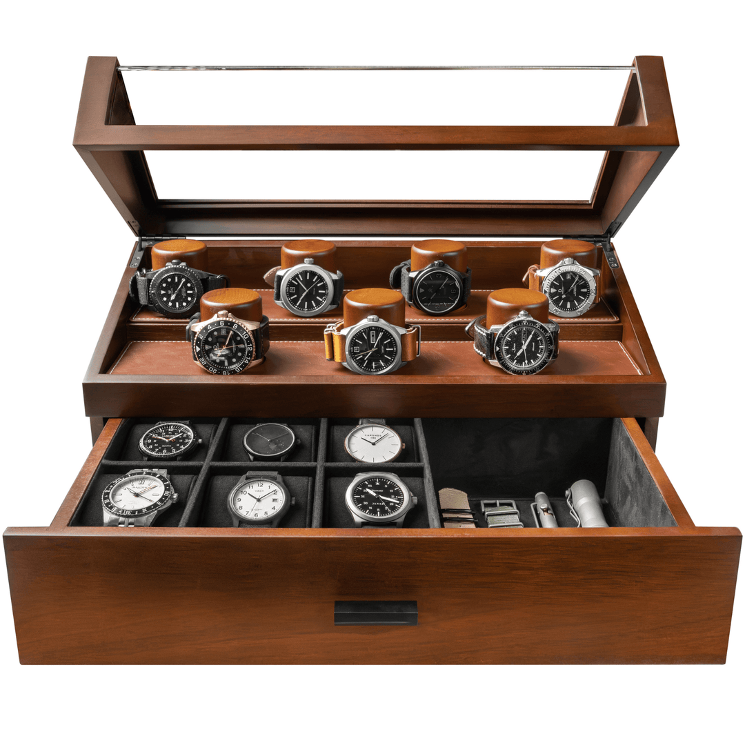 Holme & Hadfield Watch Case Walnut The Collector